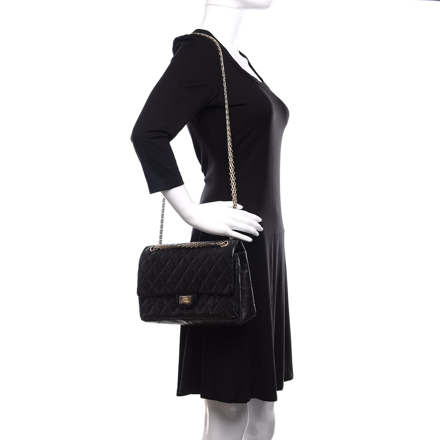 Aged Calfskin Quilted 2.55 Reissue 226 Flap Black