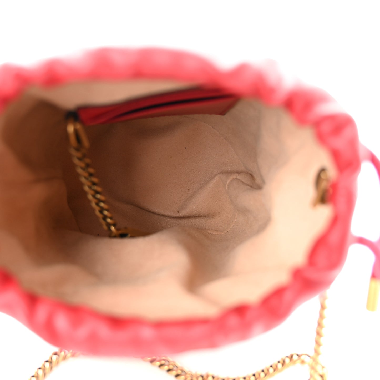 Calfskin Matelasse Mini GG Marmont 2.0 Bucket Bag Hibiscus Red