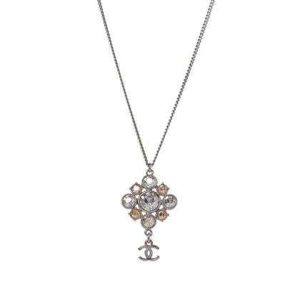 Chanel Crystal CC Drop Pendant Necklace Silver 1 of 4