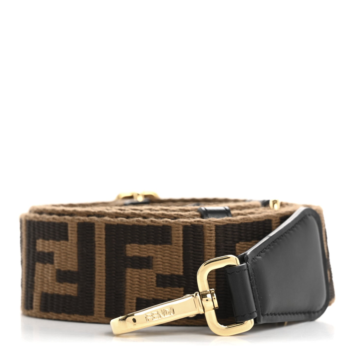 Ribbon Vitello Century FF 1974 Flat Studded Strap You Fango Marrone Ebano