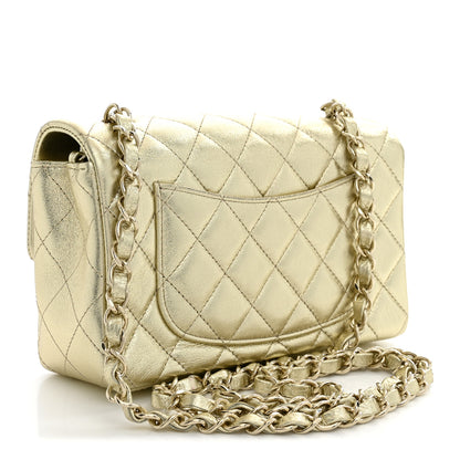 Chanel Metallic Lambskin Quilted Mini Rectangular Flap Gold 3 of 11