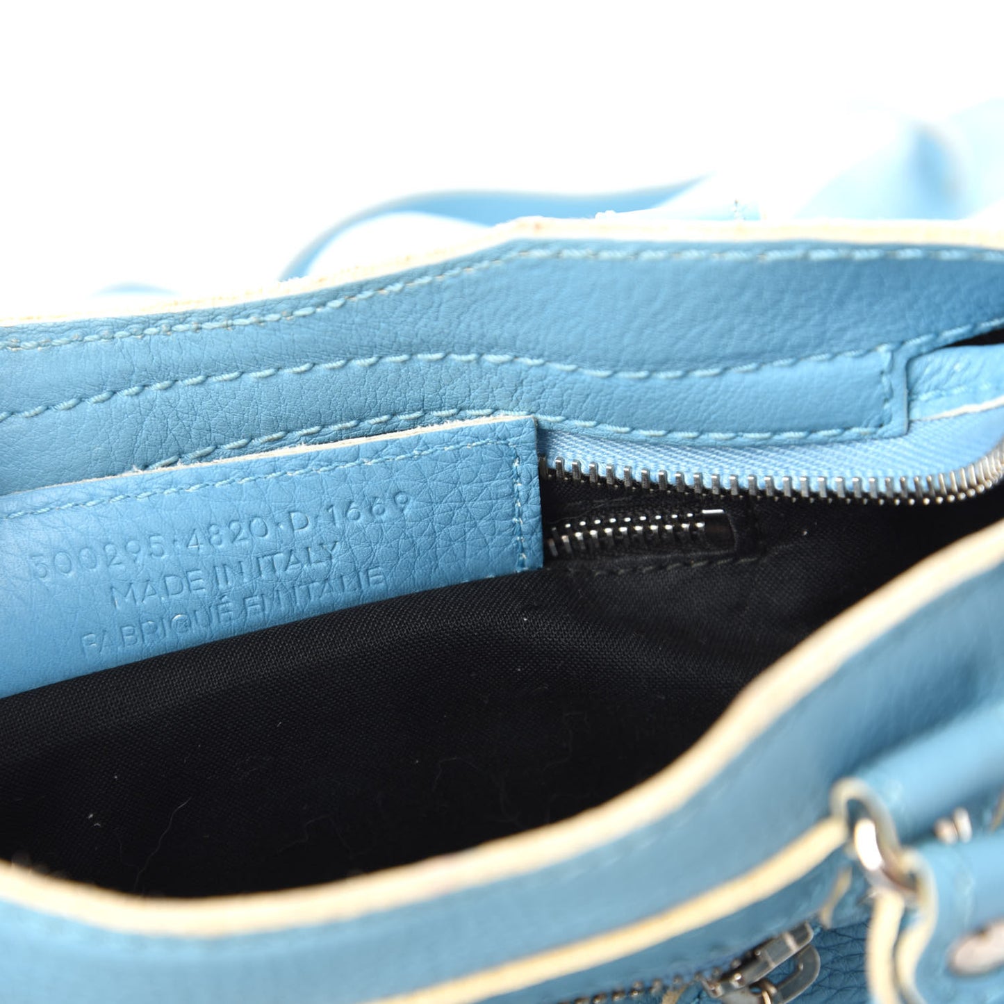 Supple Grained Calfskin Classic Silver Hardware Highlight Mini City Bleu Caraibes
