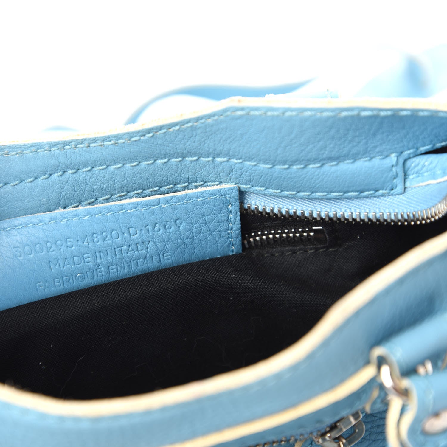 Balenciaga Supple Grained Calfskin Classic Silver Hardware Highlight Mini City Bleu Caraibes 9 of 10