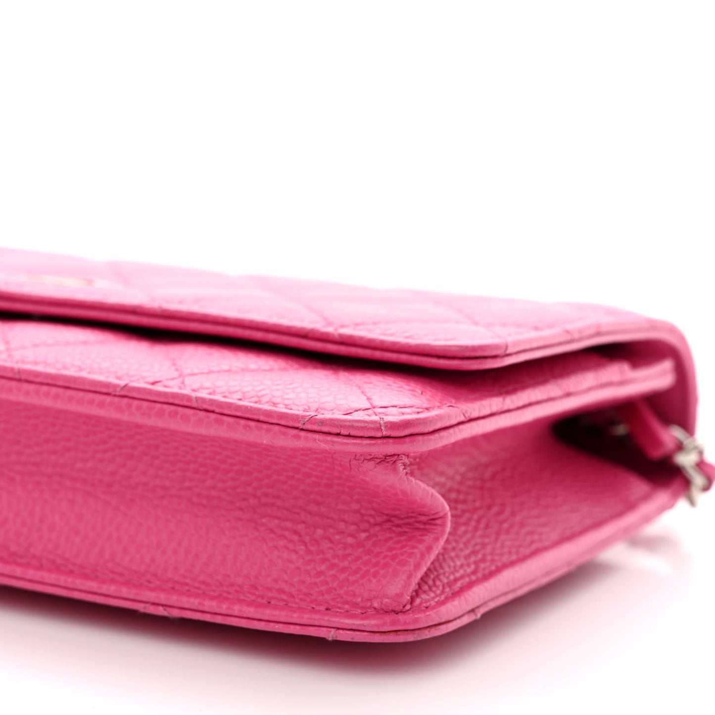 Caviar Quilted Wallet on Chain WOC Dark Pink