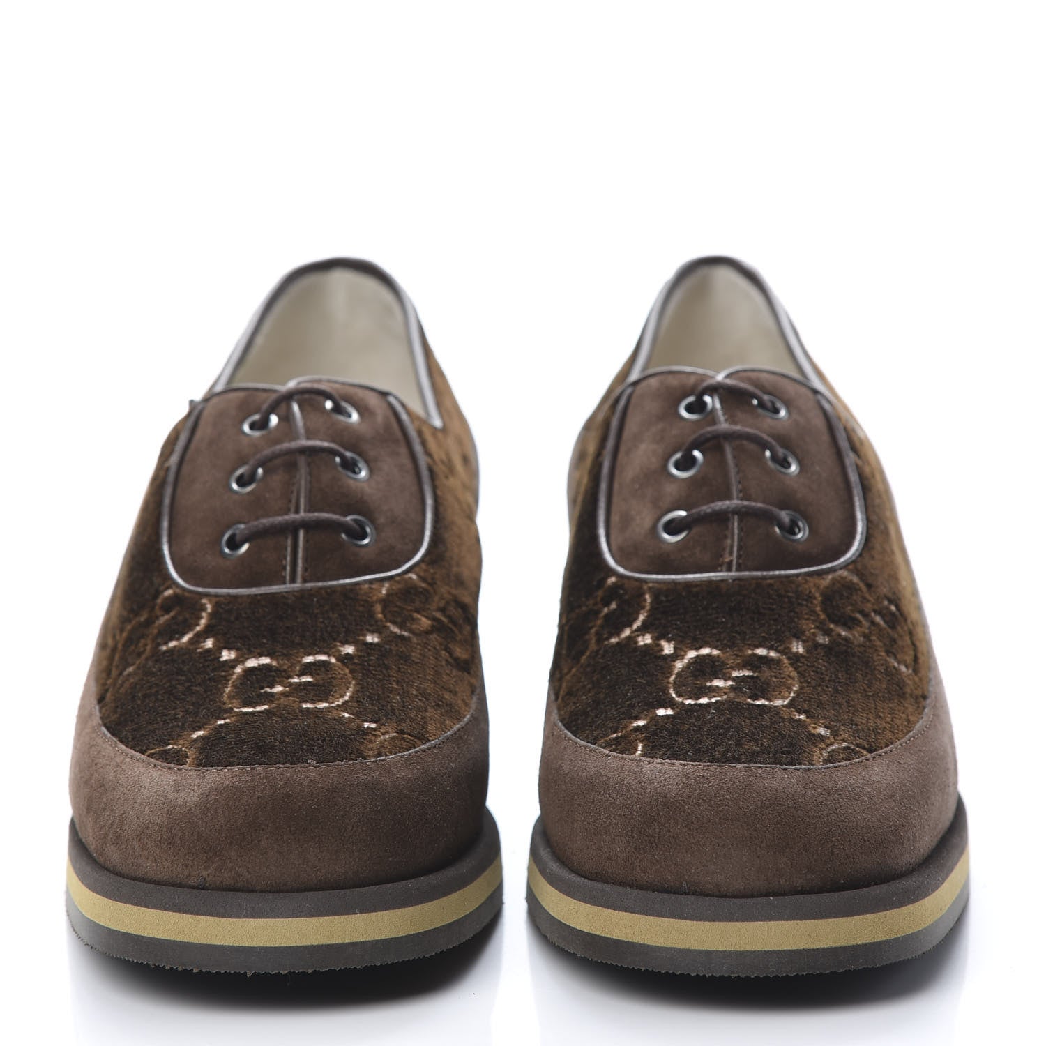 Gucci Velvet GG Monogram Thompson Derby Loafers 37 Vintage Cocoa Brown 2 of 9
