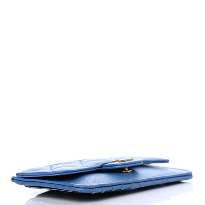 Chanel Lambskin Quilted Flap Zip Card Holder Blue 3 of 4