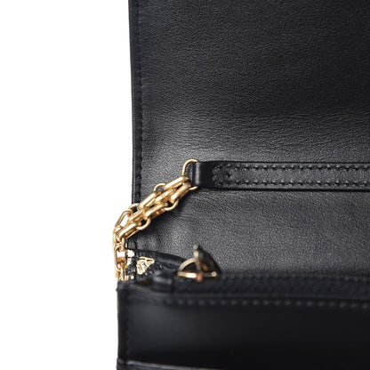 Chanel Calfskin Crocodile Embossed Graffiti 2.55 Cocodile Reissue Wallet On Chain WOC Black Gold 12 of 13