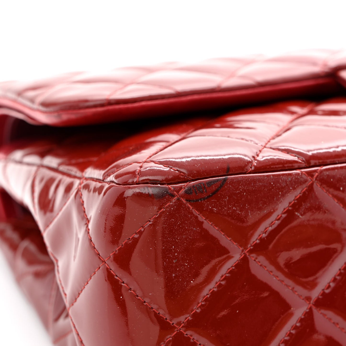 Patent Quilted Jumbo Double Flap Red