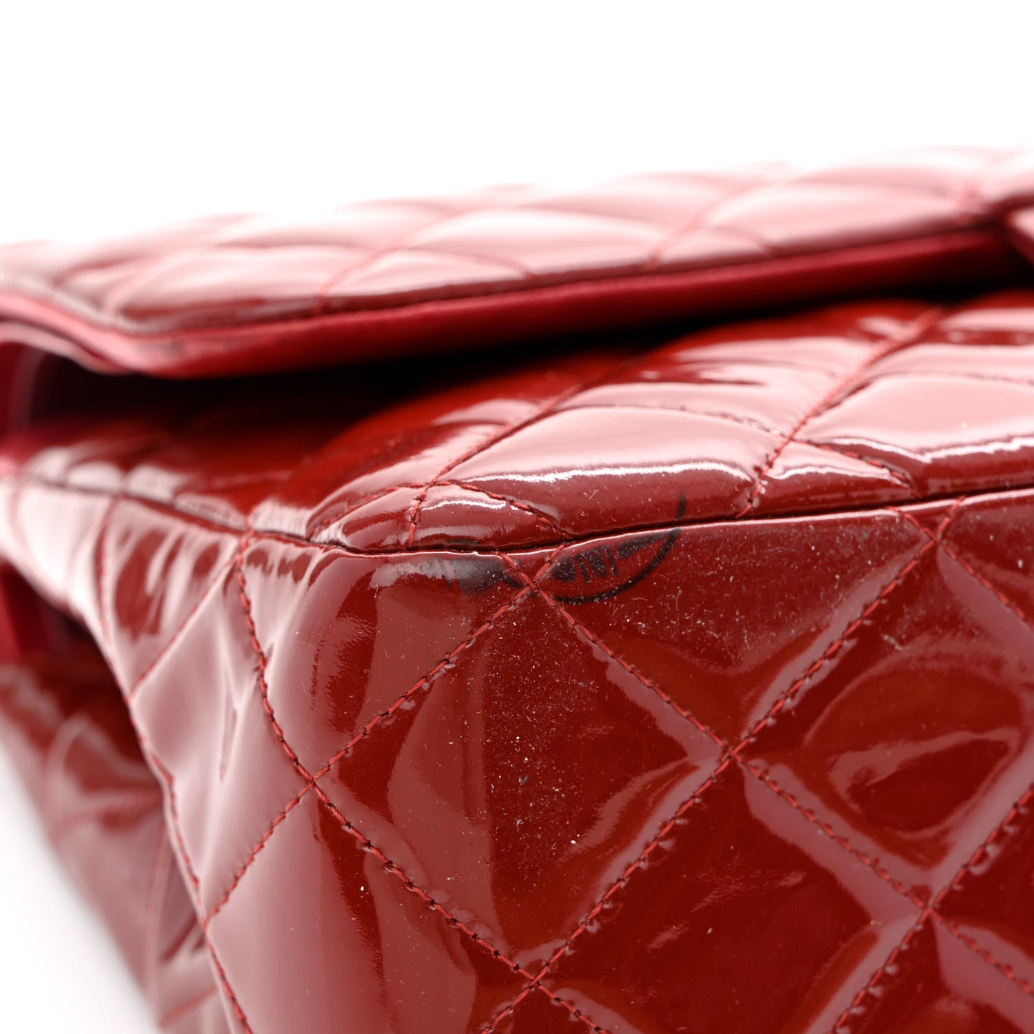 Chanel Patent Quilted Jumbo Double Flap Red 14 of 15