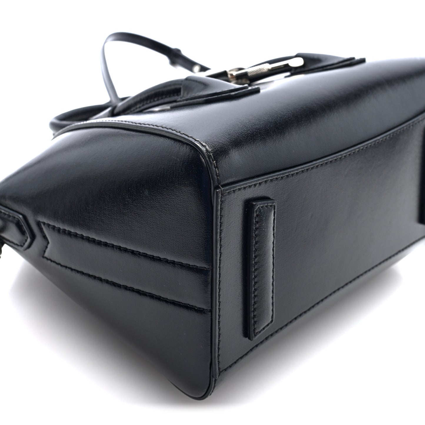 Box Calfskin Mini Lock Antigona Shoulder Bag Black