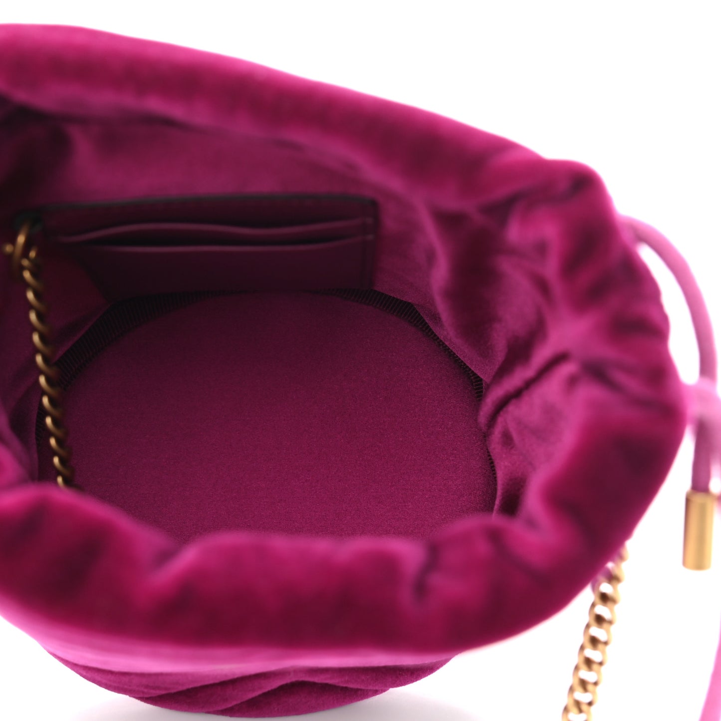 Velvet Matelasse Mini GG Marmont 2.0 Bucket Bag Fuchsia Violet Cyclamen
