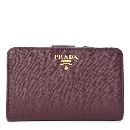 Prada Saffiano Metal Multicolor Compact Wallet Granato 1 of 8