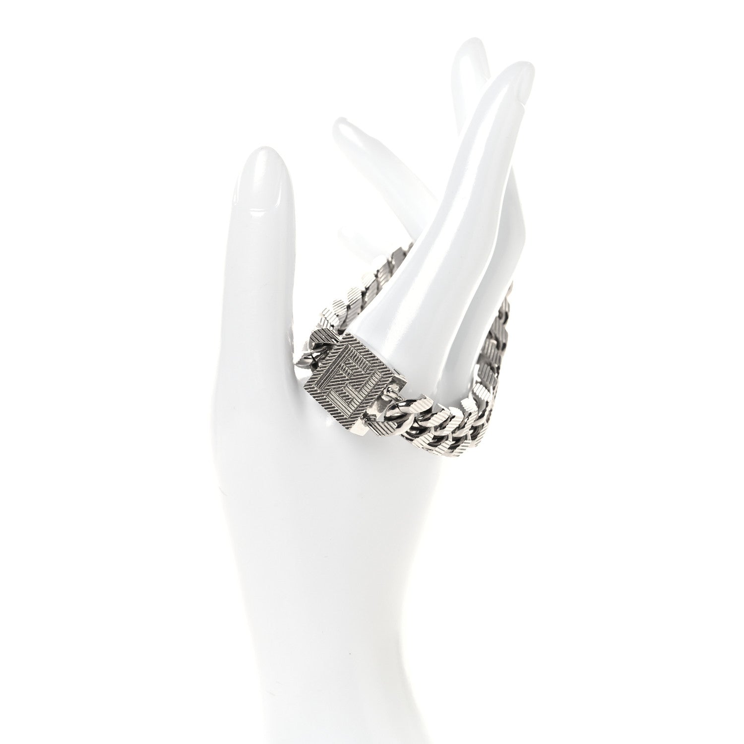 Fendi Metal FF Curb Link Bracelet Silver 2 of 4