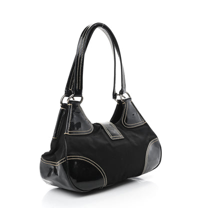 Prada Tessuto Nylon Vernice Hobo Black 3 of 11