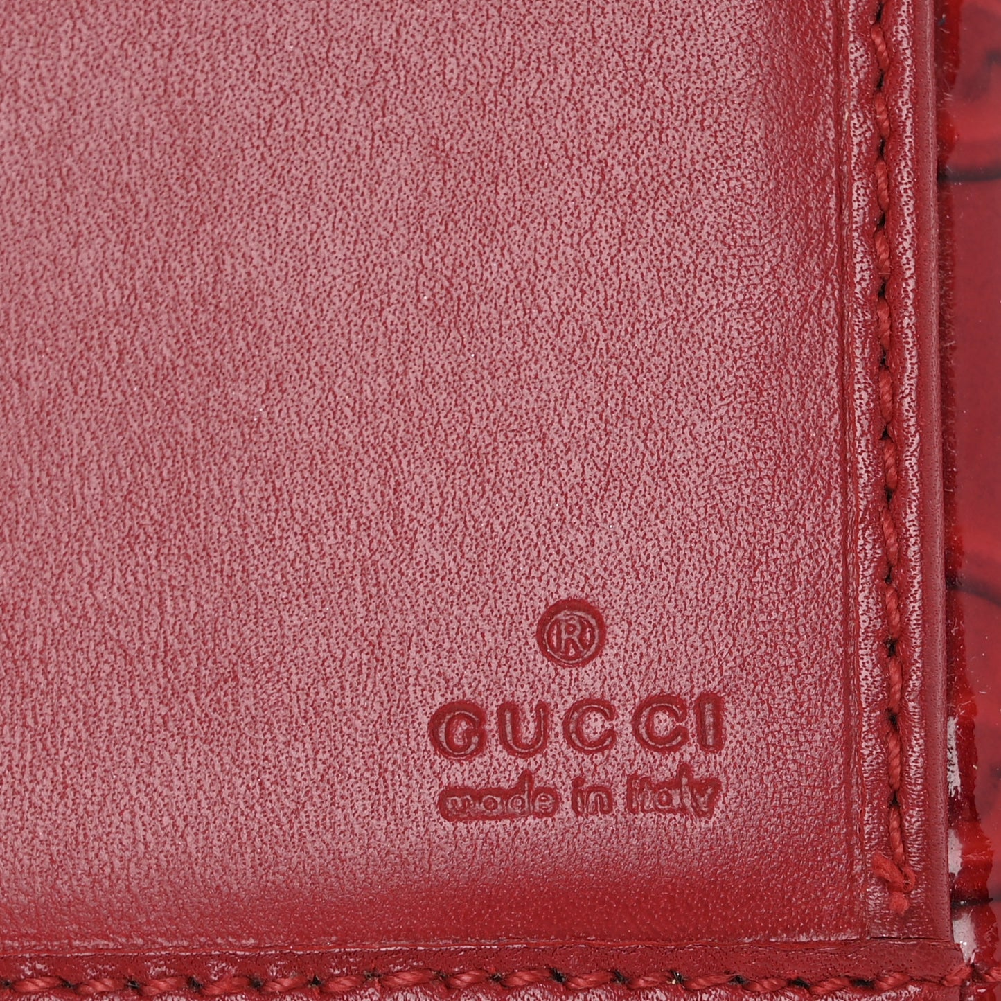 Patent Guccissima Heart Continental Wallet Red