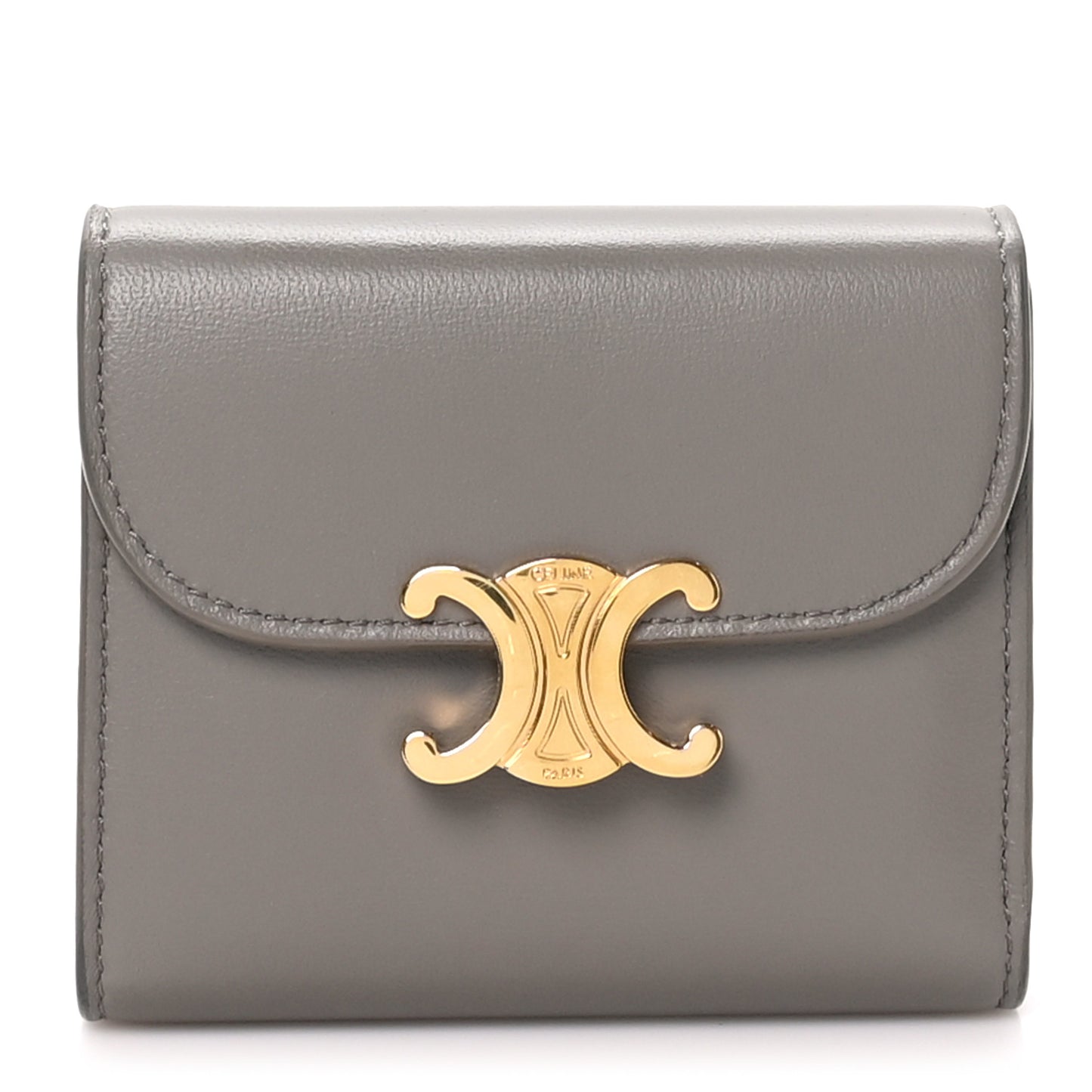 Shiny Smooth Lambskin Small Triomphe Wallet Pebble