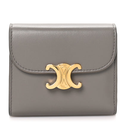 Celine Shiny Smooth Lambskin Small Triomphe Wallet Pebble 1 of 7