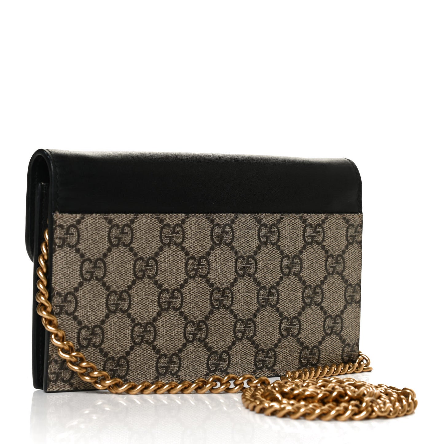 GG Supreme Monogram Mini Peony Pearly Wallet on Chain Black