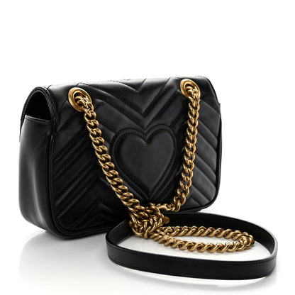 Gucci Calfskin Matelasse Mini GG Marmont Shoulder Bag Black 3 of 11