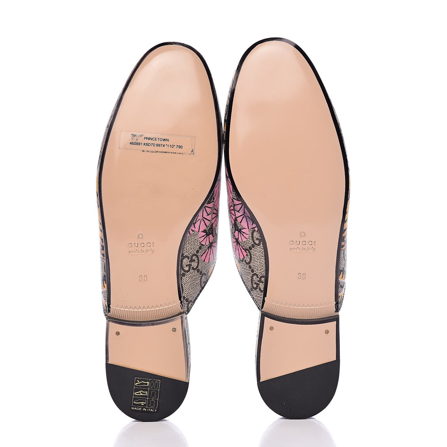 GG Supreme Monogram Bengal Womens Princetown Slippers 38 Beige Crop Pink