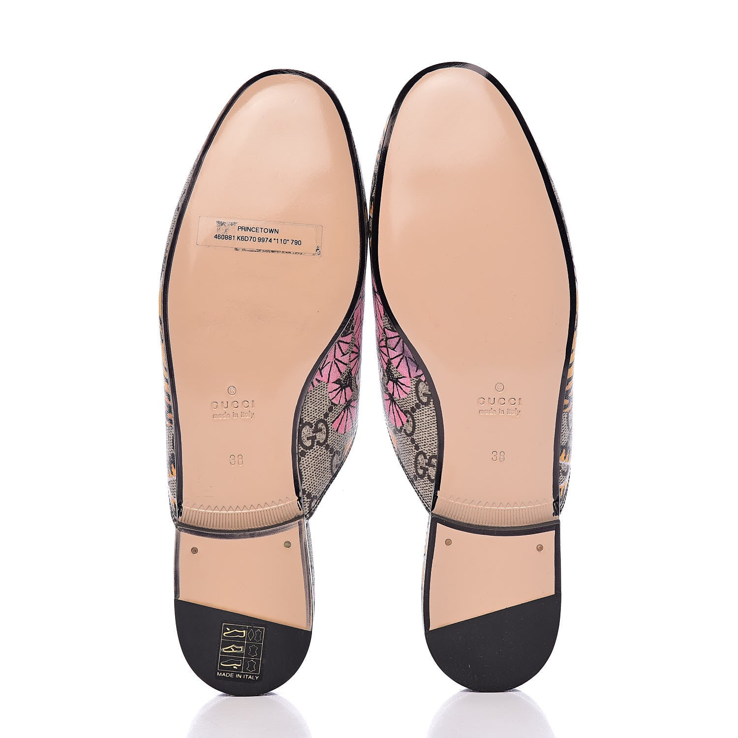 Gucci GG Supreme Monogram Bengal Womens Princetown Slippers 38 Beige Crop Pink 5 of 11