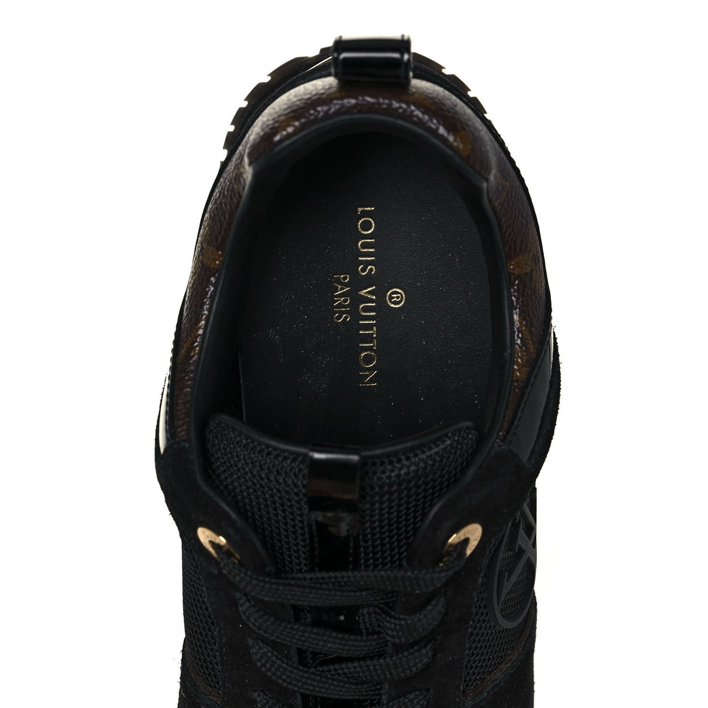 Suede Monogram Run Away Sneakers 35.5 Black