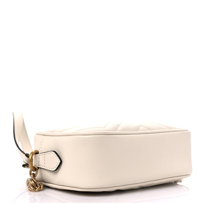 Gucci Calfskin Matelasse Mini GG Marmont Chain Shoulder Bag White 4 of 11