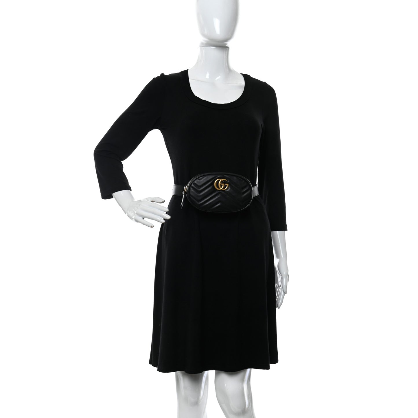Calfskin Matelasse GG Marmont Belt Bag 85 34 Black