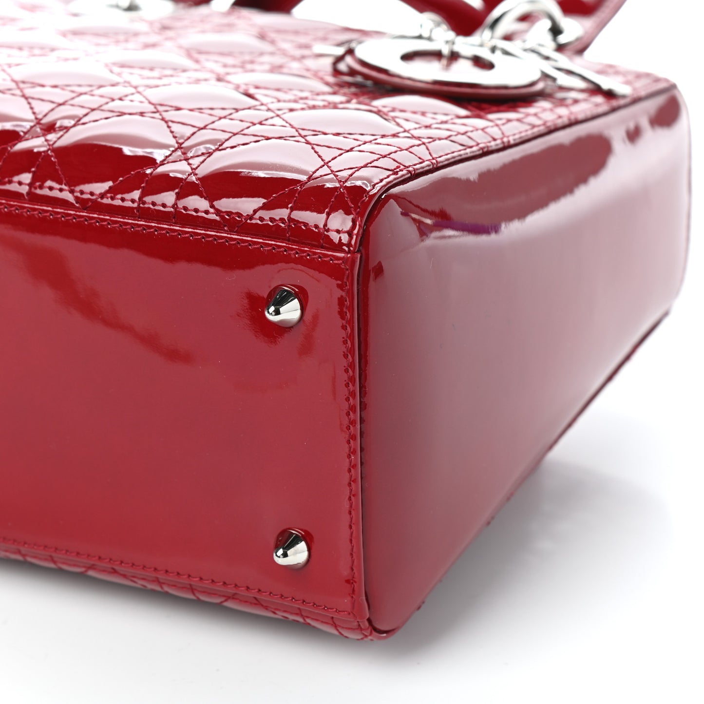Patent Cannage Medium Lady Dior Red