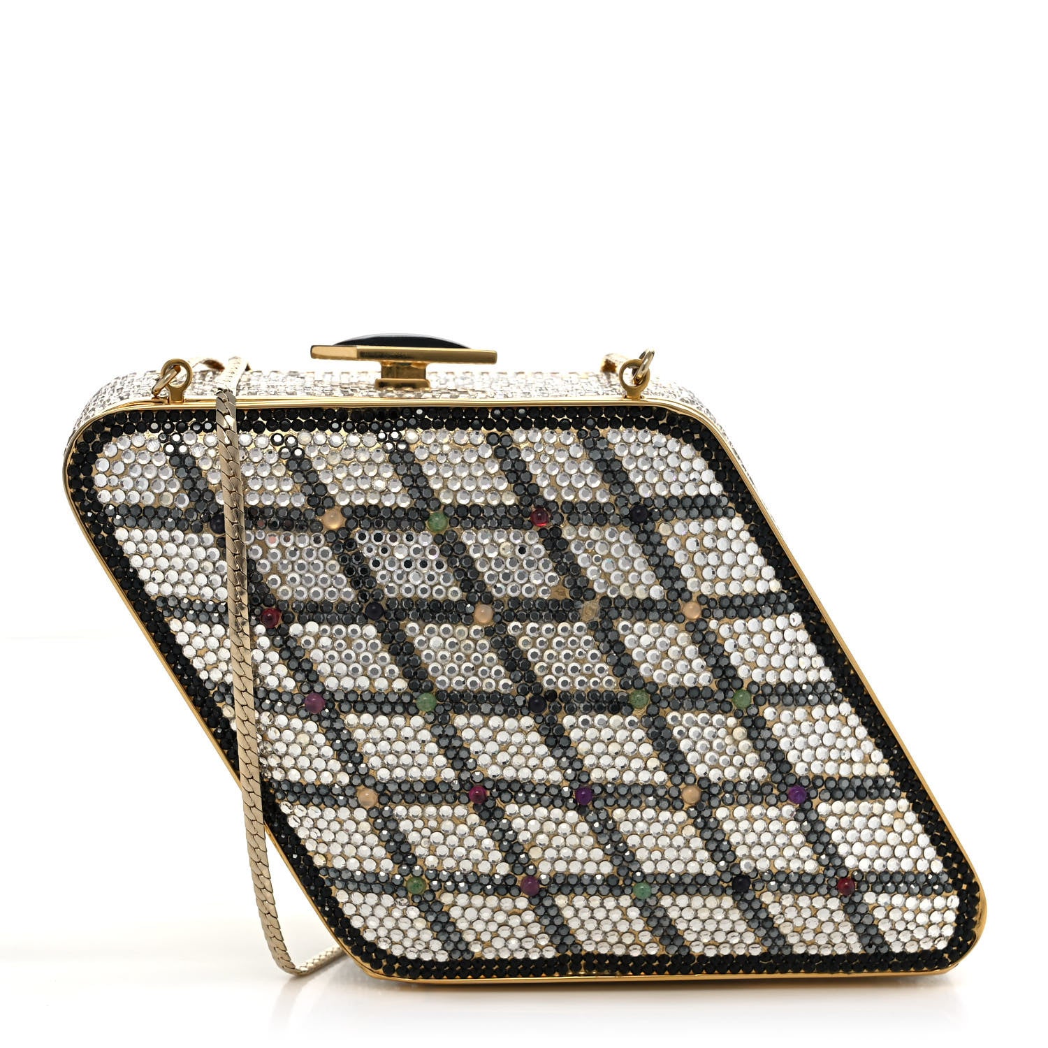 Judith Leiber Crystal Minaudiere Clutch Gold Multicolor 3 of 13