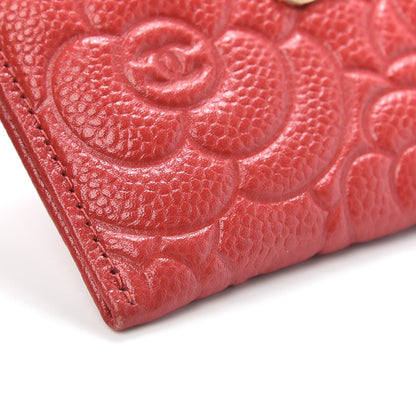 Chanel Caviar Camellia Embossed Card Holder Red 9 of 11