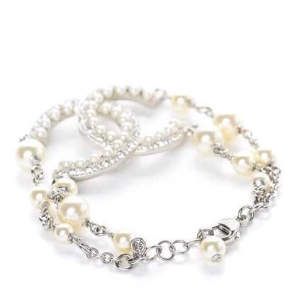 Chanel Pearl Crystal CC Bracelet Silver 3 of 5
