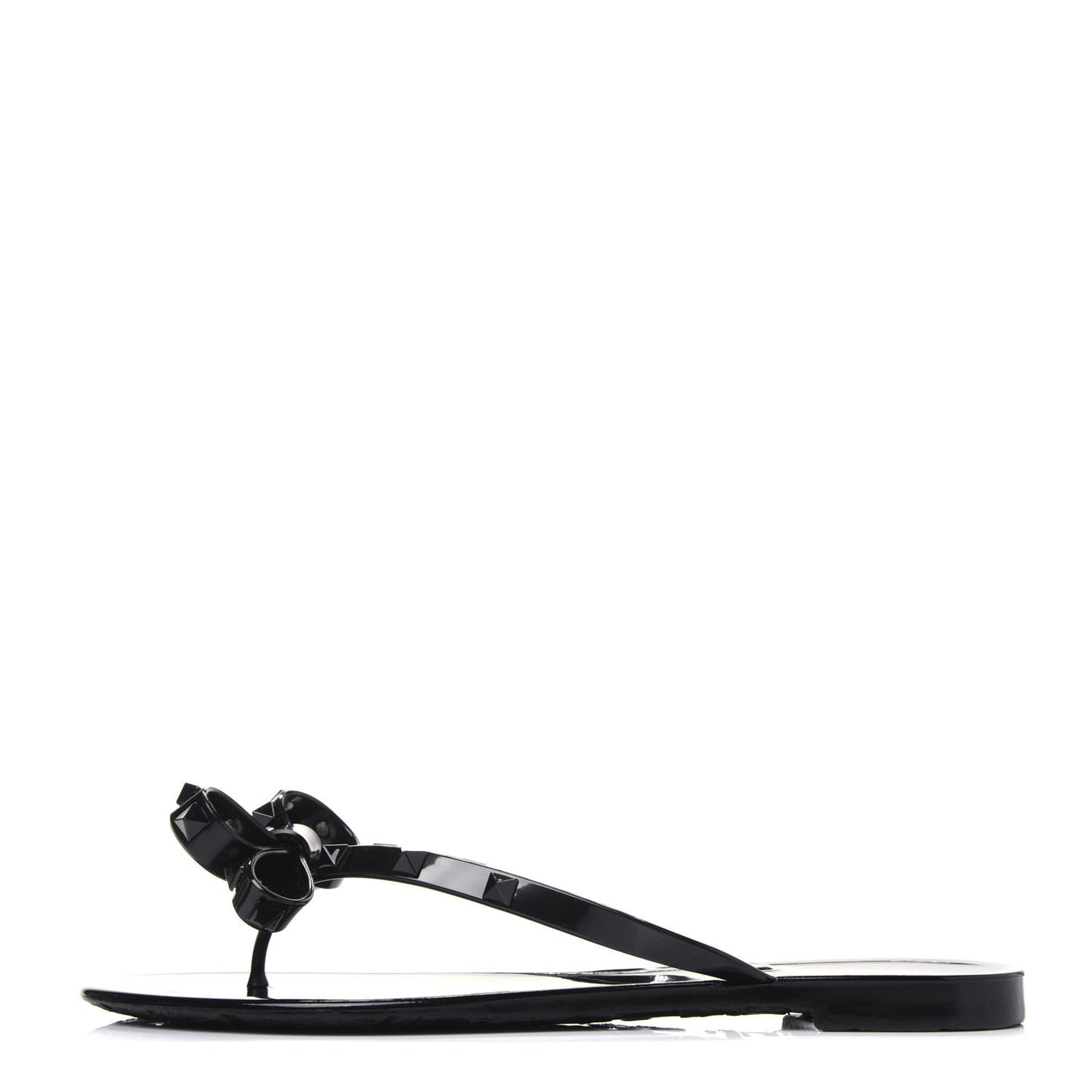 PVC Jelly Rockstud Bow Thong Sandals 40 Black