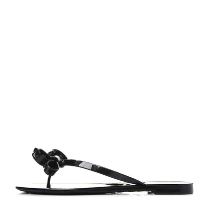Valentino Garavani PVC Jelly Rockstud Bow Thong Sandals 40 Black 1 of 8