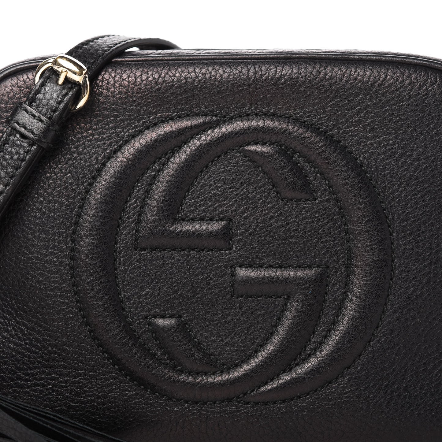 Pebbled Calfskin Small Soho Disco Bag Black
