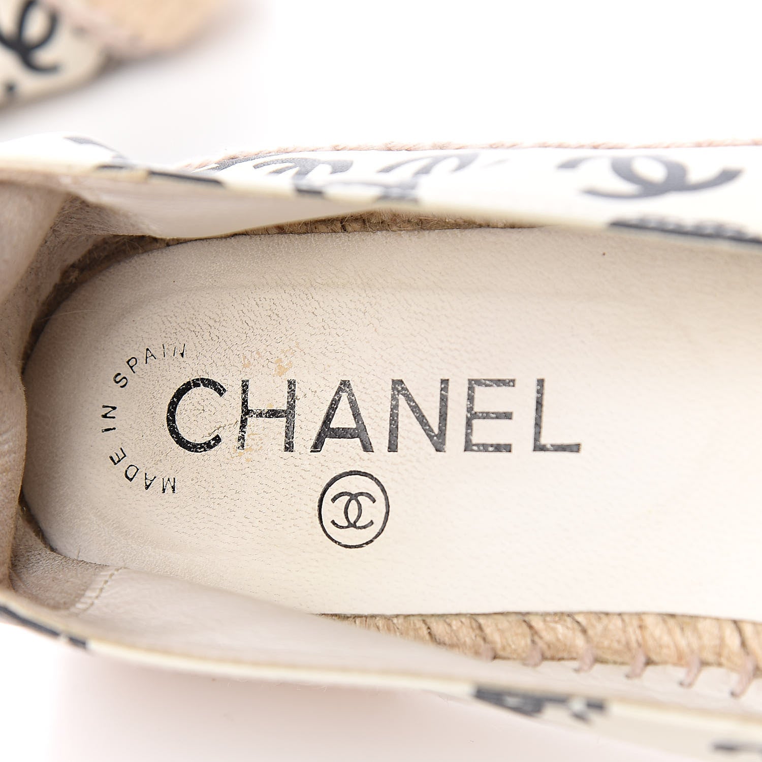 Chanel Lambskin Printed CC Espadrilles 39 White Black 10 of 10