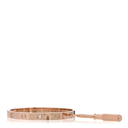 Cartier 18K Pink Gold 4 Diamond LOVE Bracelet 17 3 of 5