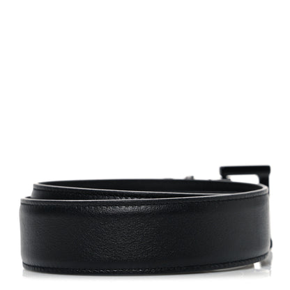 Saint Laurent Box Laque Monochrome Monogram Square Buckle Belt 70 28 Black 2 of 6