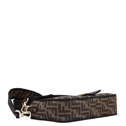 Fendi Fabric Jacquard FF 1974 Medium Baguette Tobacco Moro Black 4 of 20