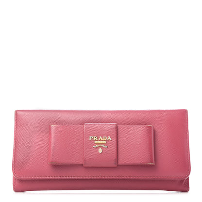 Prada Saffiano Fiocco Bow Continental Wallet Peonia 1 of 13