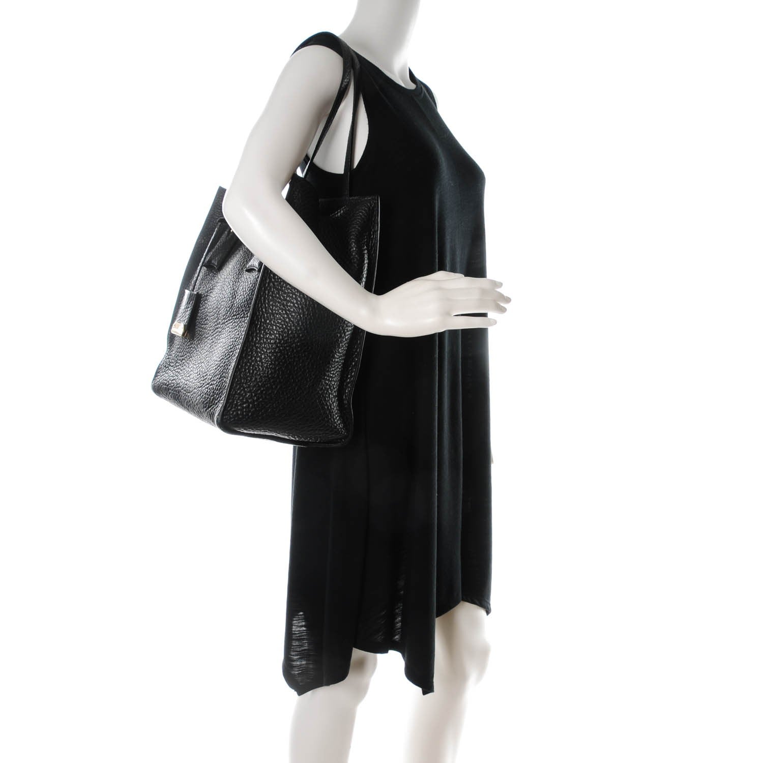 Burberry Heritage Grain Medium Woodbury Tote Black 2 of 10