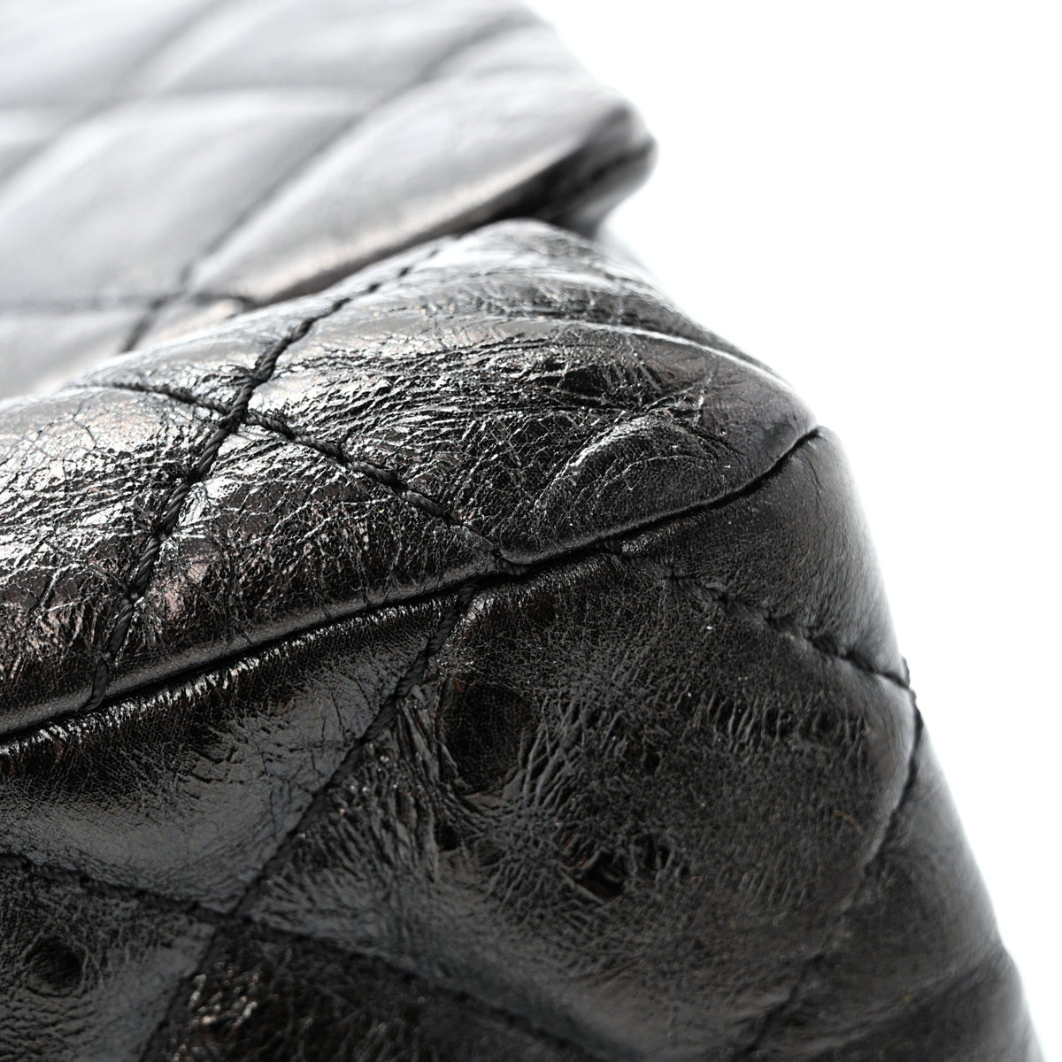Metallic Aged Calfskin Quilted 2.55 Reissue 228 Flap Black