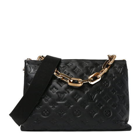 Lambskin Embossed Monogram Coussin MM Black
