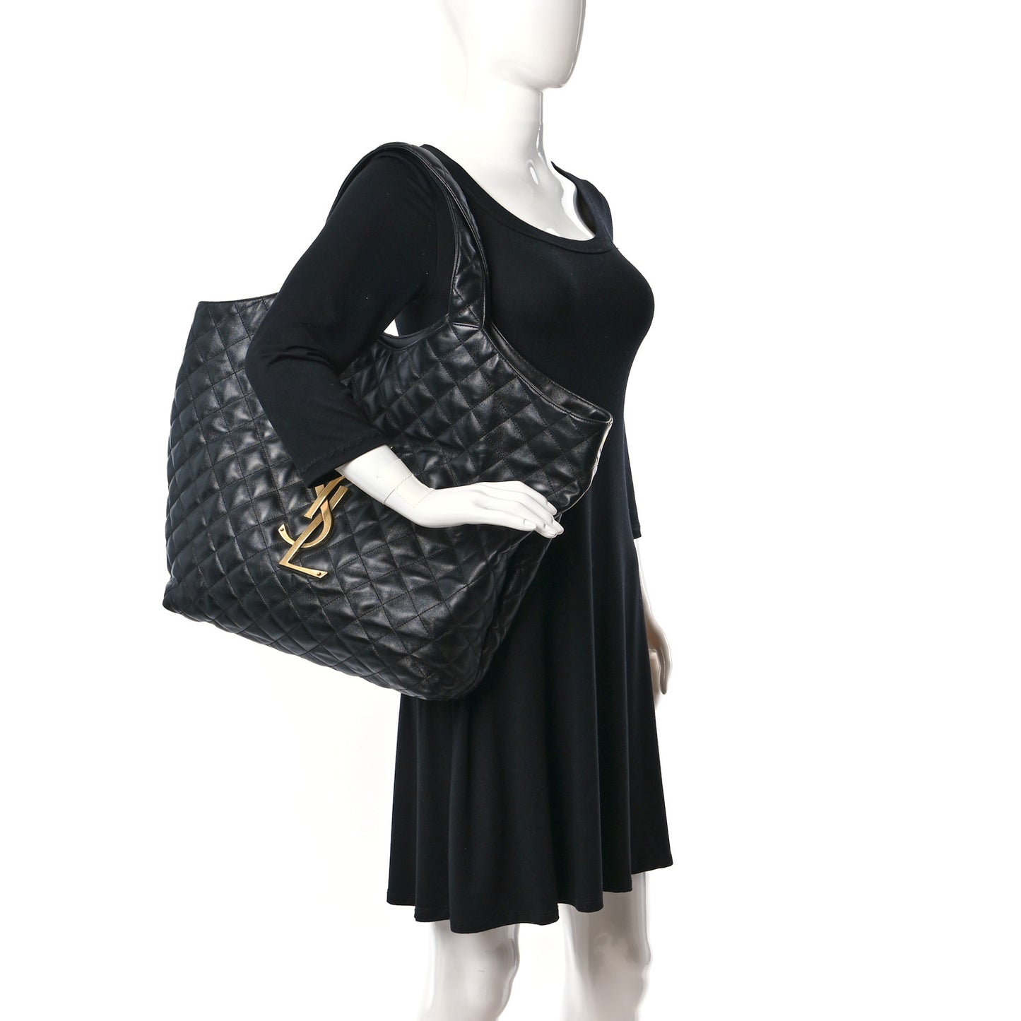 Lambskin Quilted Maxi Icare Shopping Tote Black