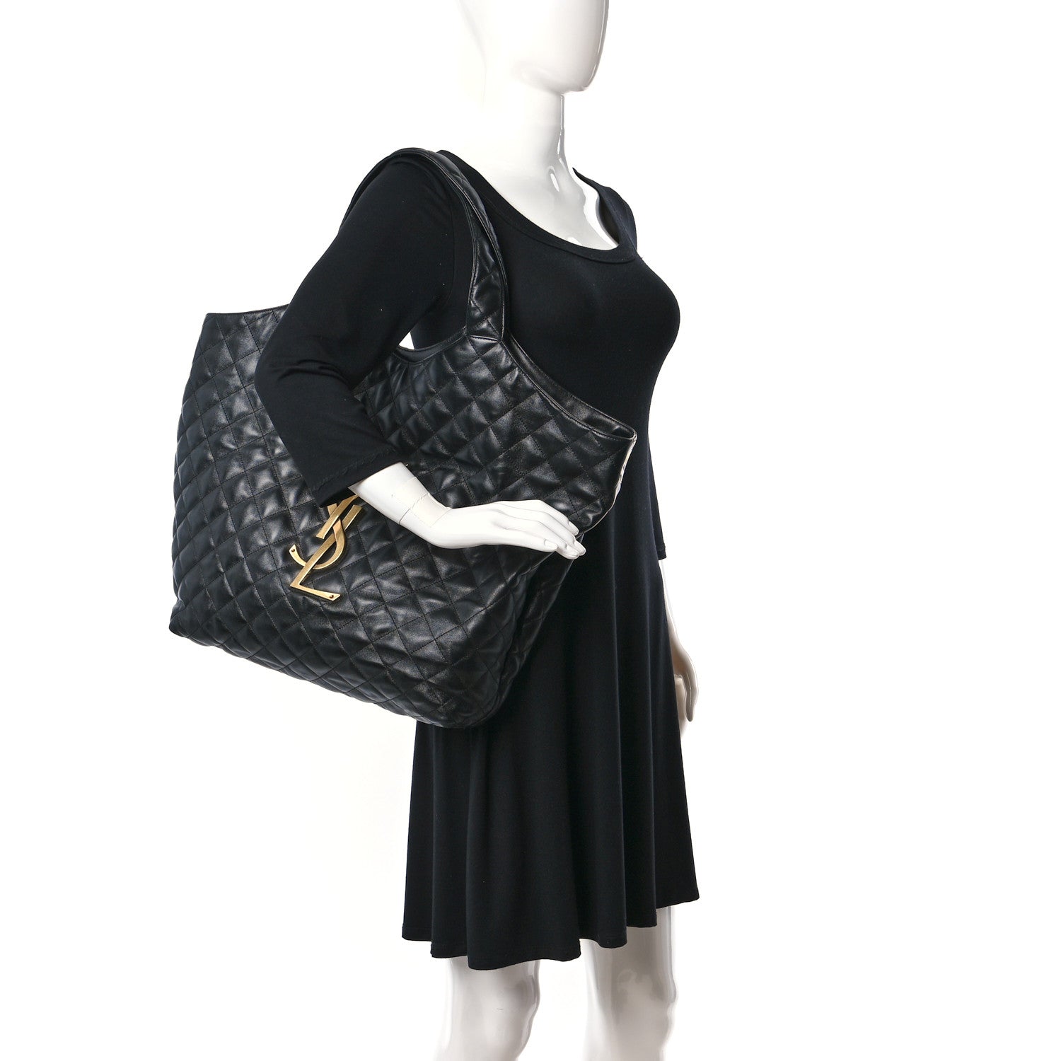 Saint Laurent Lambskin Quilted Maxi Icare Shopping Tote Black 2 of 8
