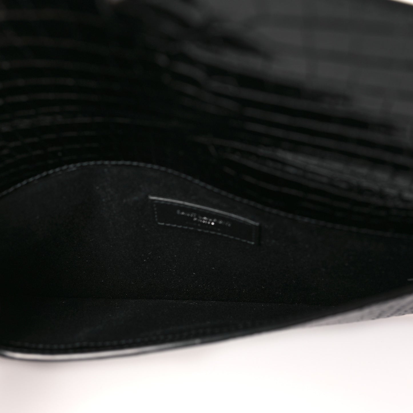 Calfskin Crocodile Embossed Uptown Monogram Pouch Black