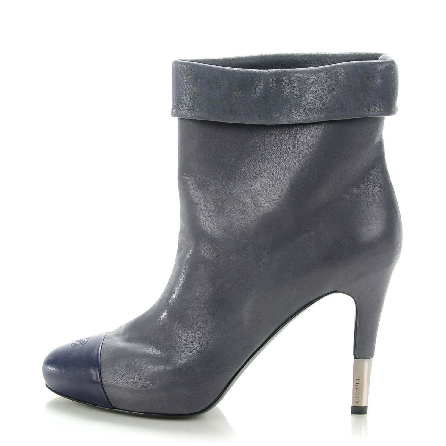 Chanel Lambskin CC Cap Toe Ankle Boots 39 Grey 1 of 9
