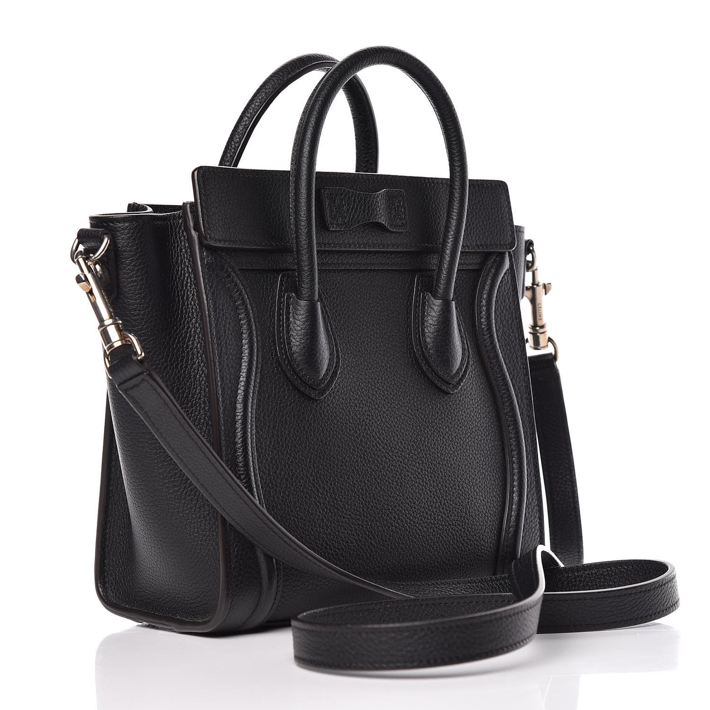 Drummed Calfskin Nano Luggage Black