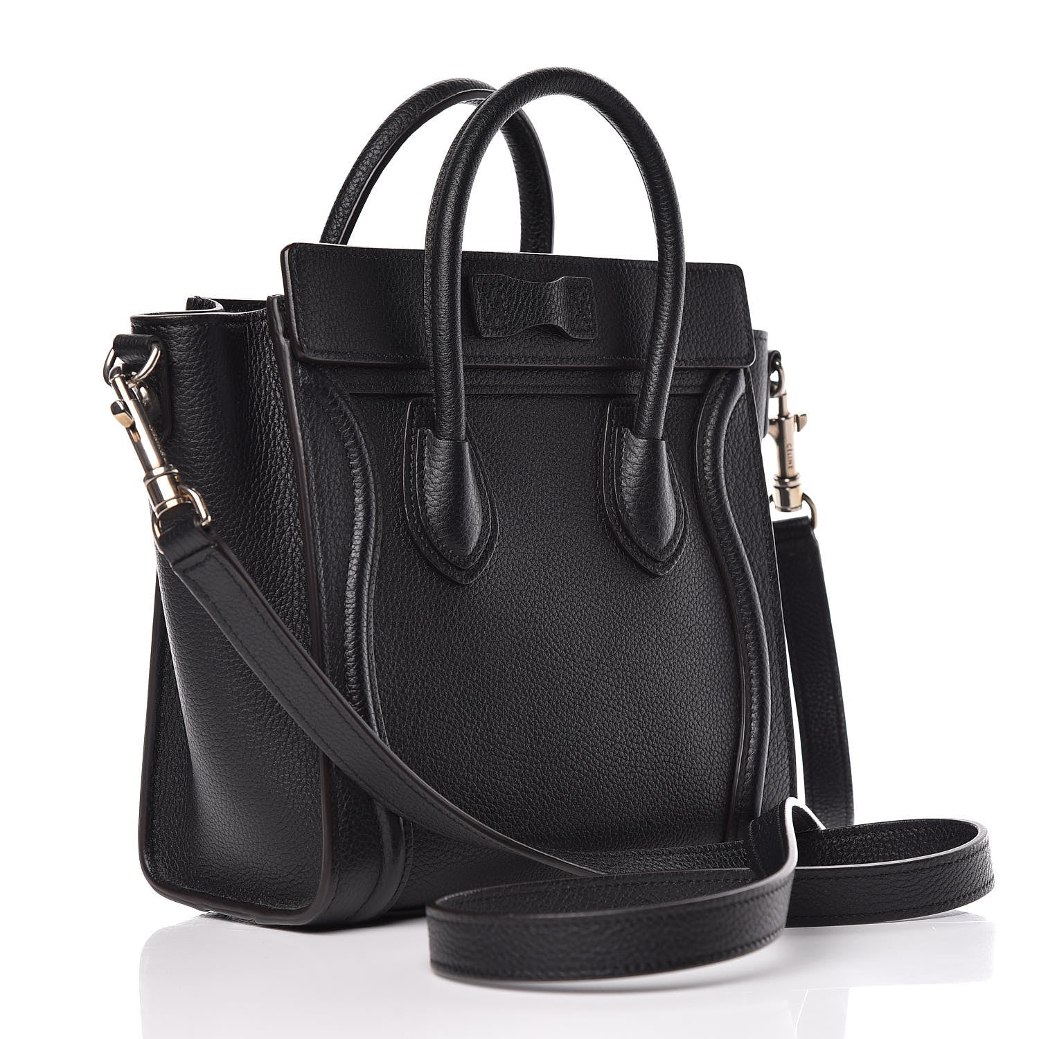 Celine Drummed Calfskin Nano Luggage Black 3 of 8