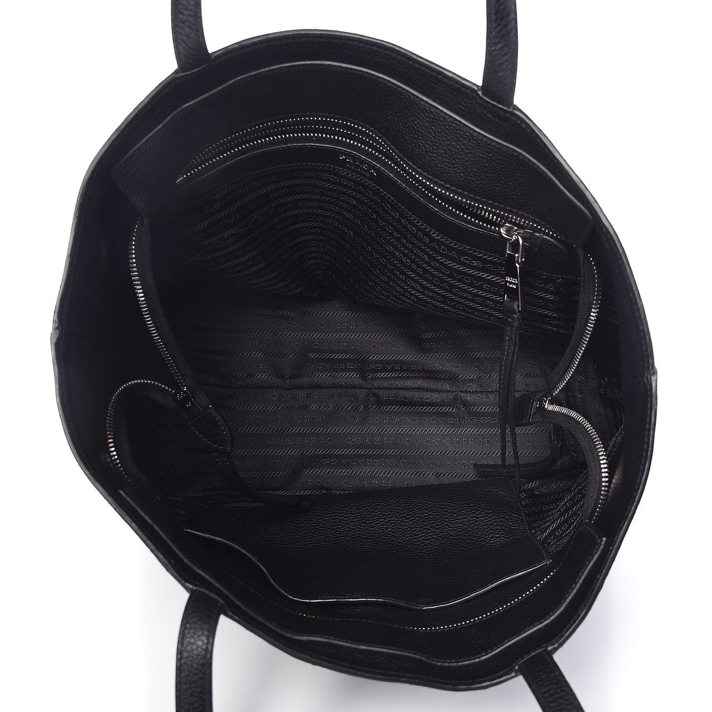 Vitello Daino Zip Shopping Tote Black
